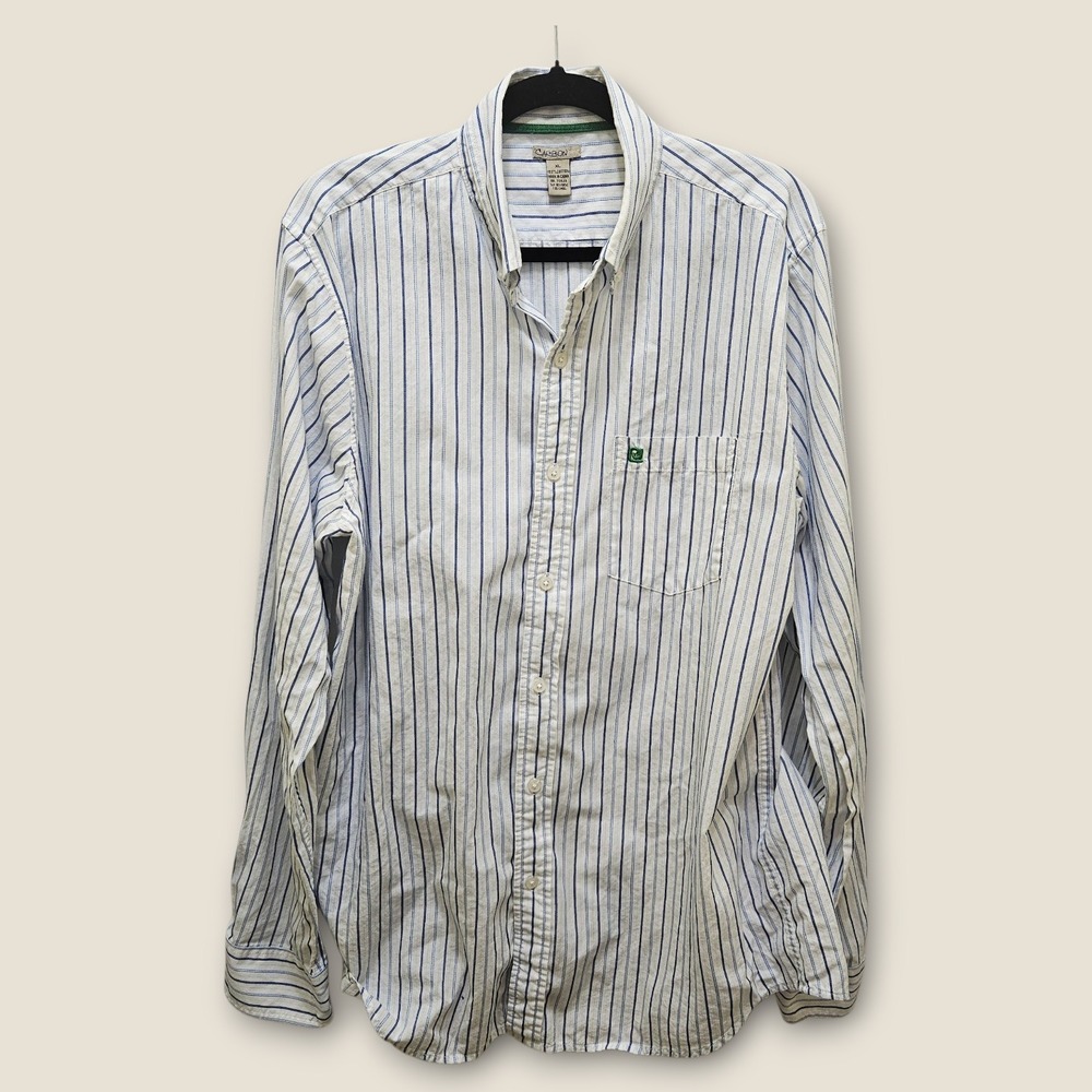 Carbon Striped Button Down Shirt Mens XL Long Sleeve Cotton Casual